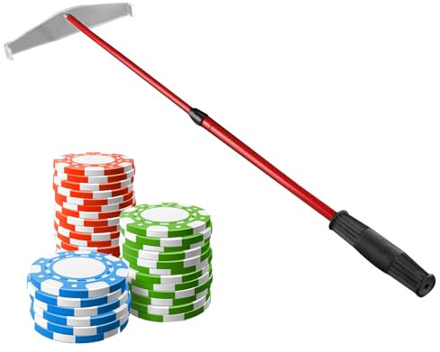 Eventerde Poker Chip Rake Poker Chip Pusher 39.5-70cm Einziehbarer Metall Chips Stick Schieber Tragbarer Pokers Chips Sammelrechen Abnehmbar Sammler Für Kartenspiele Würfel Putter Stick