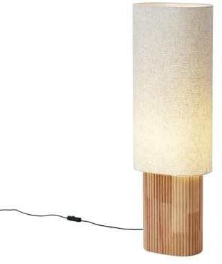 Qazqa Japandi Floor lamp with Shade, Standing lamp - Lamel - Naturel, Oval, Wood, max. 15W, e27, 90cm, Living Room