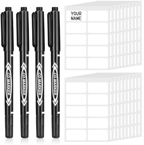 Candcamp 200Pcs No-Iron Clothes Labels for Kids, 23 * 12mm, Waterproof | Writable Fabric Labels with 4Pcs Permanent Fabric Marker Pens, Name Label Clothing Tags, Personalized Your Uniform