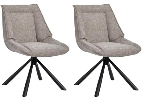 Duhome 2er Set Esszimmerstuhl Chenille Schminktischstuhl, Grau | 180° Drehbar Automatische Rückstellfunktion Lounge Stuhl Modern für Wohnzimmer Schlafzimmer Büro