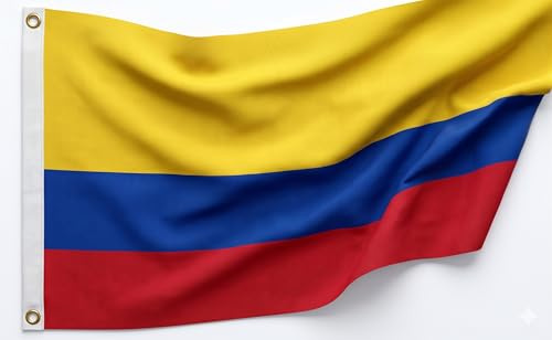 Bandera de Colombia 150 x90cm Colores y Material Resistente, con Ojales, para Fachada o Festivos