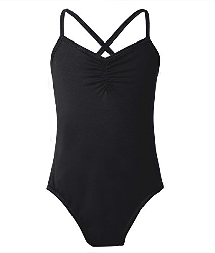 Freebily Kinder Ballettanzug Turnanzug Ballett Trikot ärmellos Tanz Body Mädchen Ballettoutfit Gymnastikanzug in Grö. 98-164 Schwarz 152-164/12-14 Jahre
