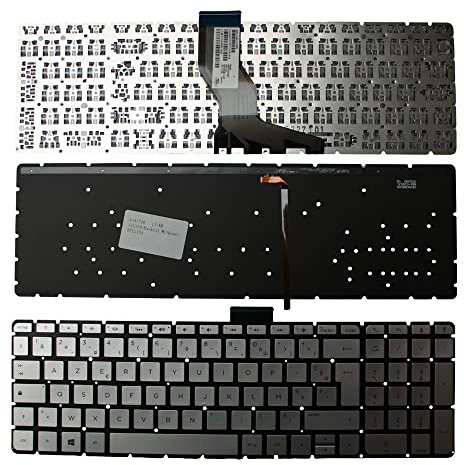 Keyboards4Laptops Francés Retroiluminada Plata Windows 8 Teclado de Repuesto para Ordenador portátil Compatible con HP Pavilion 15-ab525TX