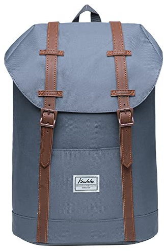 KAUKKO Schöner und durchdachter Rucksack mit Laptopfach für 15 Zoll Schule Uni 22L, Polyester, grau, Ep6-7, Taille unique, Schulranzen