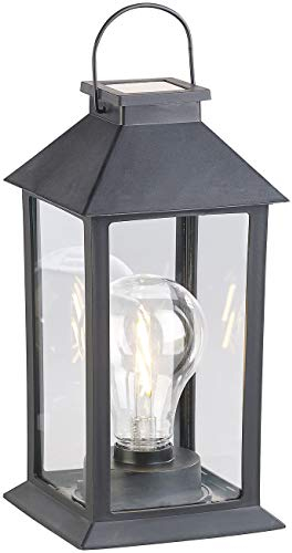 Lunartec Solar Laterne Outdoor: Solar-Laterne mit LED-Glühbirne, Dämmerungs-Sensor & Akku, 5 lm, IP44 (XXL Outdoor, Solarlaternen, Tischleuchte Batterie)