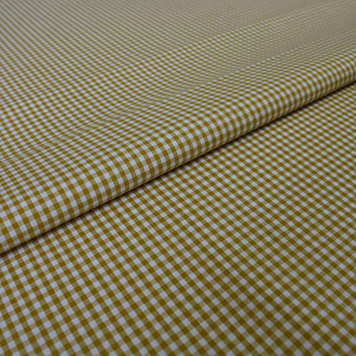Stoff Meterware Karo 2x2 mm Baumwolle - Baumwollstoff, Züchen, Gingham, Bauernkaro, Kariert, Karomuster, Landhaus, Deko, Nähen, Basteln (Ocker)