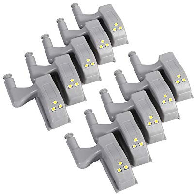 10 Uds., Bisagra con Sensor interior luz Led, armario Universal, armario, armario, luz LED cálida/fría, bisagra, armario de cocina para el hogar(Blanco cálido)