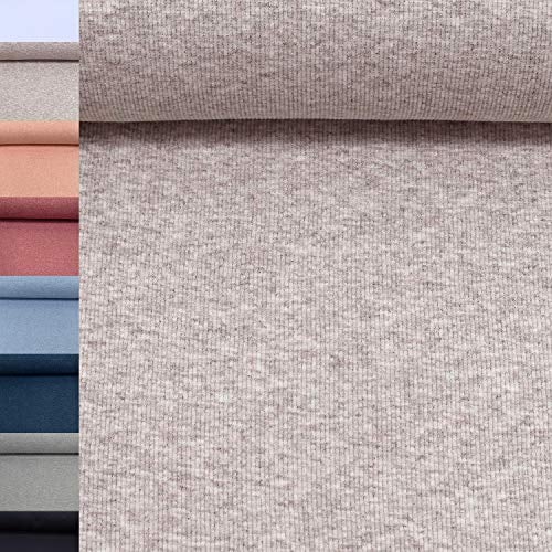 MAGAM-Stoffe Laura Bündchenstoff Grobstrick Uni Oeko-Tex Meterware 50cm (36. Meliert Beige)