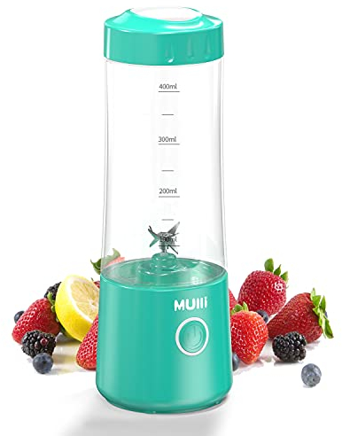 Mulli Tragbarer Mixer, USB-C wiederaufladbarer persönlicher Mixer für Smoothie und Shakes, Mini-Mixer mit sechs Klingen für Babynahrung, Reisen, Fitnessstudio