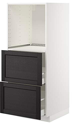 MAXIMERA/METOD Hochschrank mit 2 Schubladen für Backofen 60x61,9x148cm weiß/Lerhyttan schwarz gebeizt