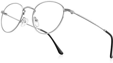 RB.Pilot Kleine runde Lesebrille aus Metall für Damen und Herren, klassische Vintage-Retro-Schattierungen, blaues Licht, blockierende Computerleser, Silber, 2.50