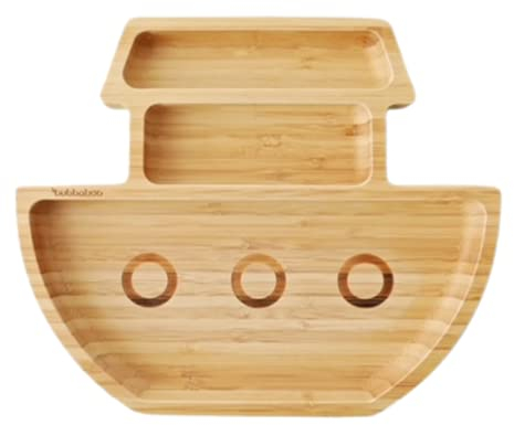 Bubba Boo Ark Bamboo Baby Plate| Fun Bamboo Suction Plates (Baby Weaning) |Toxin Free (Orange)