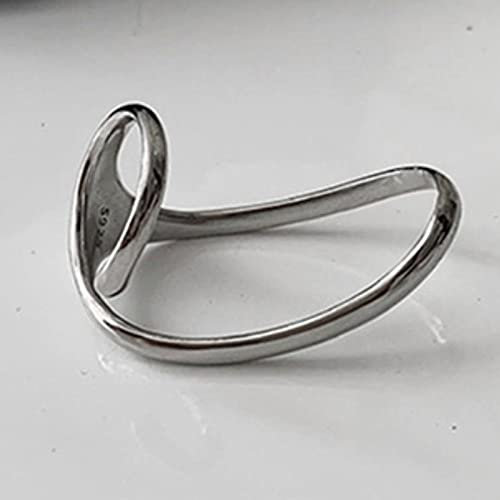 HCMA 925 Silber Mode Zweifinger Unregelmäßiger Geometrischer Ring Offener Ring Für Frauen Party Schmuck Geschenk