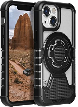 ROKFORM - iPhone 13 Mini Case, Crystal Series, Compatible with Double Magnet Plus MagSafe, Slim Magnetic Case with Roklock Rotating Lock, Drop Tested Armor (Clear)