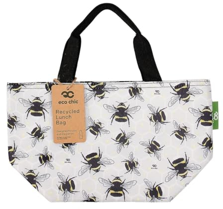 ECO CHIC leichte faltbare Lunchtasche | Wasserabweisende, isolierte Kühltasche für Arbeit/Picknicks/Wandern/Camping-Grillabende (Hummeln Graue)