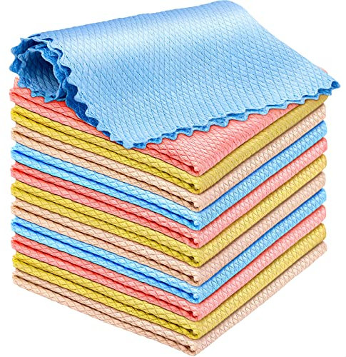 Niveaya Paños de limpieza milagrosos Nano sin rayas, paquete de 12, paño de limpieza reutilizable a nanoescala de peces, paño de limpieza sin pelusa para vidrio, platos, espejos, electrodomésticos de