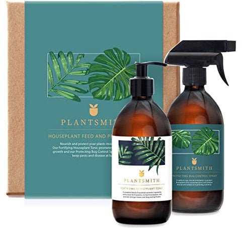 Plantsmith Feed & Protect Gift Set for Indoor Plants, with Fortifying Plant Tonic Feed & Protecting Control Spray, Premium Luxury Collection in Gift Box