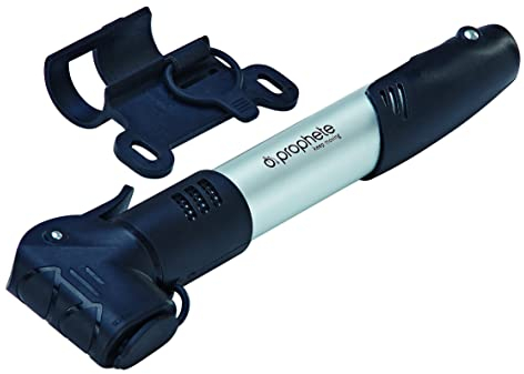 Prophete Fahrradpumpe, Mini-Luftpumpe, Alu, für alle Ventilarten, Pumpdruck: 5 Bar, mit T-Griff, Teleskoparm