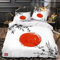 Woowin Housse De Couette 240x260 Adultes 3D Feuilles De Bambou Sakura Parure de Lit 2 Personnes Peinture à L'encre Japonaise Douce Microfibre Housse De Couette 3 pièces avec Fermeture Éclair
