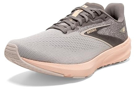 Brooks Damen Launch 10 Sneaker, Grey Crystal Grey Pale Peach, 43 EU