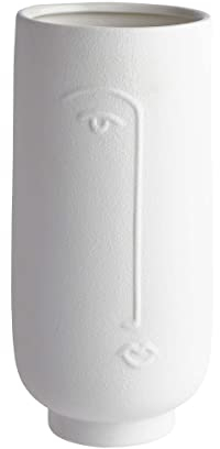BUTLERS Keramik Vase mit Gesicht in Weiß -LINE Art- Moderne Dekoration für Wohnzimmer und Tischdeko | Blumenvase für Tulpen, Rosen, Pampasgras oder Trockenblumen
