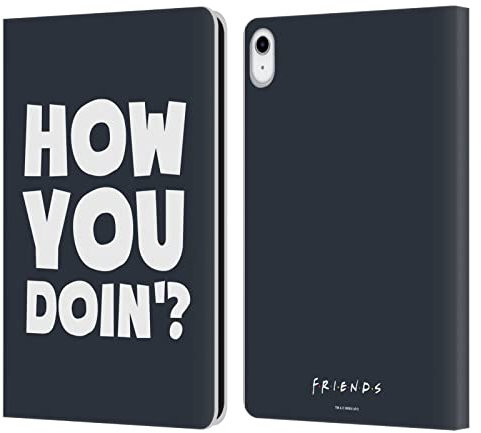 Head Case Designs Licenza Ufficiale Friends TV Show How You Doin' Citazioni Custodia Cover in Pelle a Portagoglio Compatibile con Apple iPad 10.9 (2022)