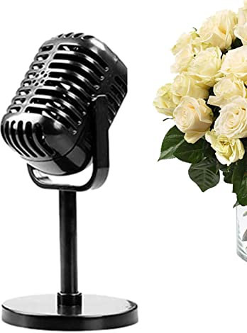 lembrd Fake Microphone | Retro Microphone Props Stage Table Decor - Vintage Prop Mic, Fake Mic Stage Table Ornament for Halloween Wedding Decoration