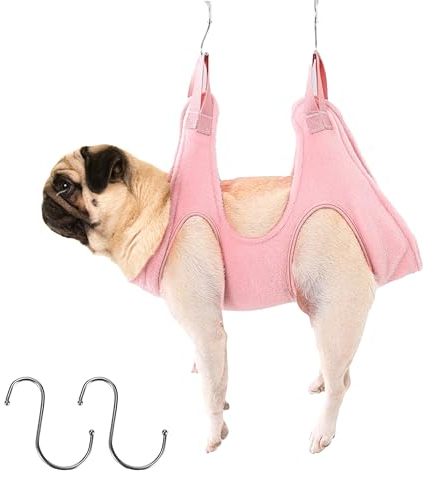 Happilax Dog Pflege-Hängematte für Hunde und Katzen, 47x57cm - Weich, Strapazierfähig, Rosa - Ideal für Krallen- und Pfotenpflege, Stressreduktion, Komfort für kleine bis mittelgroße Tiere