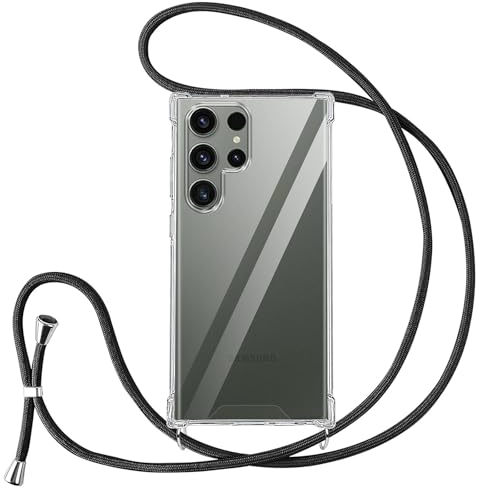 Vauki handyband für Samsung Galaxy S23 Ultra Hülle mit Band Handyhülle Silikon Transparent zum Umhängen Stoßfest mit Kordel Necklace Schnur TPU Bumper Case für Samsung S23 Ultra 6.8 Zoll