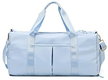 CORIOS Nylon Reisetaschen Duffle Bag Sporttasche Fitnesstasche Schwimmtasche für Herren/Damen Weekender Übernachtung Tasche Trainingstasche Kabinenreisetasche Handgepäck mit Schuhfach Hellblau