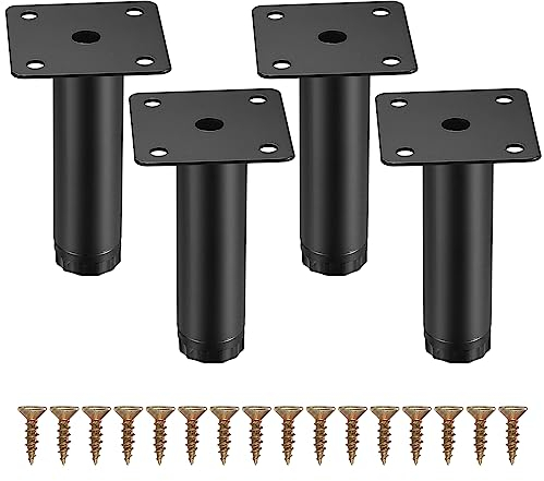 Fulushouxi 4 Pièces Pieds de Meuble, 8 cm/3,15 Pouces Pieds de Meubles Réglables, Pieds de Support en Fixation en Métal pour Meubles/Table/Chaise/Bureau/Cuisine/Armoire/Canapé
