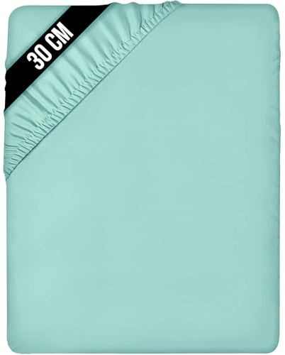 Utopia Bedding - Spannbettlaken 90x200cm Bis 30 cm - Spa Blau - Gebürstete Mikrofaser Spannbetttuch - Oeko Tex Standard 100