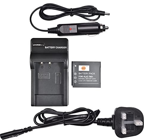DSTE KLIC-7001 Rechargeable Li-ion Battery + DC52U Travel and Car Charger Compatible with Kodark Easyshare M1063, Easyshare M1073 IS, EASYSHARE M320, EASYSHARE M340, EasyShare M341