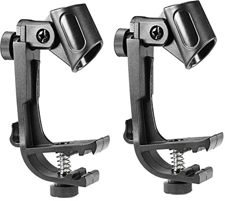 UPQRSG 2Pcs Pince de Microphone de Batterie, Pince de Micro de Batterie de Conception de Ressort, Clips de Fixation de Microphone en Plastique ABS, Support de Montage de Micro de Batterie Conceptio