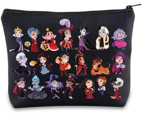 BWWKTOP Villains Group Character Cosmetic Makeup Bag Villains Witch Fans Gift Ursula & Cruella & Gaston & Jafar Villains Zipper Pouch Bag Villains Movie Merchandise, Bösewichte Charakter BL, Tasche