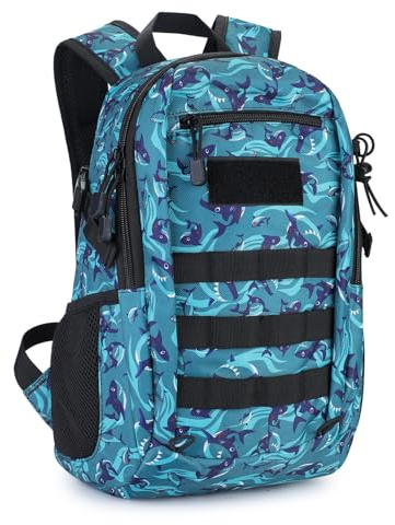 HUNTVP 12L Mini Rucksack Taktisch Wanderrucksack Molle Schultasche Wasserdicht Daypack Militärisch Schulrucksack Studenttasche Unitasche Sporttasche für Herren Damen Outdoor (12L-Blau)