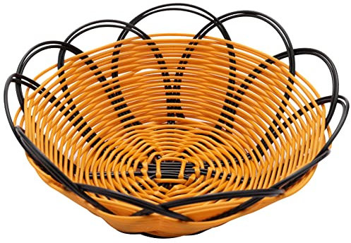 INTCHE 7 Pouces en Plastique Tressé Panier Fruits LéGumes Porte-Conteneur Noir et Orange