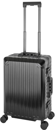Travelhouse 100% Aluminium Handgepäck-Koffer Tokyo · hochwertige Aluminium Legierung mit 4 Rollen und zweifachem TSA-Zahlenschloss · Vol. 41,5L - schwarz 4X Silent Move Doppelrollen