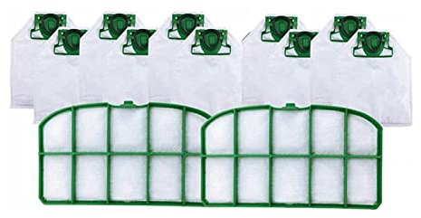 ROBAUN 10pcs aspirateur sacs à ordures + 2 filtres compatibles avec Vorwerk Kobold VK200 FP200 Pièces de rechange sous vide