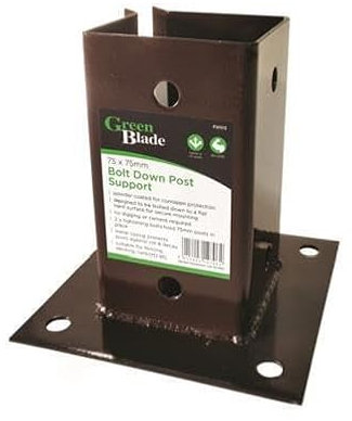Heavy Duty Galvanised Bolt Down Square Bracket Post Fence Foot Base Support, 75 mm x 75 mm