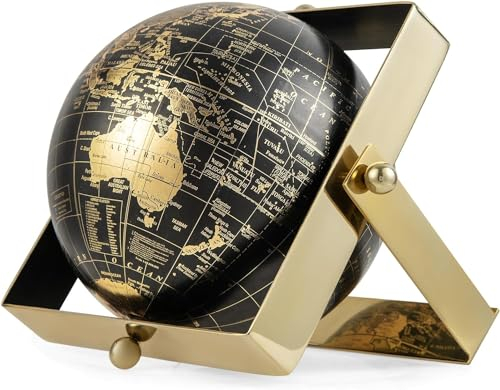GIANTEX 720° schwenkbarer Globus, großer Weltglobus, interaktiver rotierender Weltkartenglobus mit klarem Druck & quadratischem Rahmen, dekorative Weltkugel für Klassenzimmer, Büro (16cm)