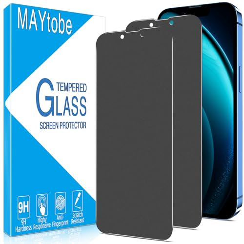MAYtobe 2 Pezzi Opaca Privacy Pellicola Protettiva per iPhone 13/13 Pro/iPhone 14 Vetro Temperato Durezza 9H, Anti Spy, Anti-Impronte, Antiriflesso, Opaca HD Protezione Schermo
