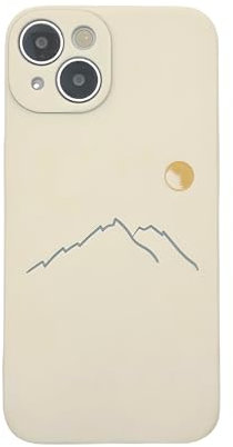 E-vvon Studio iPhone 14 Case, Cute Simple Matching Nature Design, Unique Hand-drawn Art, Soft Protective Cover for Couples Friends Men Women Kids (White)