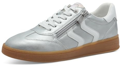 MARCO TOZZI Damen Sneaker flach mit Schnürsenkeln Freizeit, Silber (Silver Comb), 39 EU