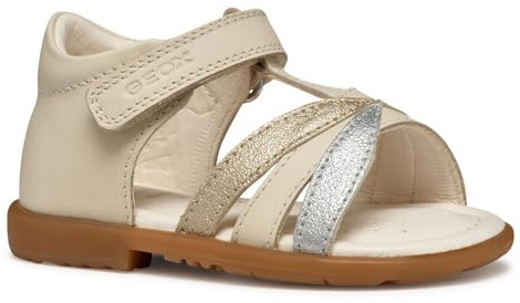 Geox Baby-Mädchen B VERRED A Sandal, Lt Ivory/Platinum, 23 EU