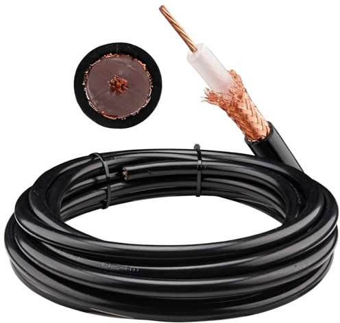urcianow Cavo Coassiale RG213 5 Metri, Bassa Perdita 50 Ohm, Schermatura Intrecciata in Rame Nudo per Connettore UHF/Ham/GPS/RF Radio/Antenna
