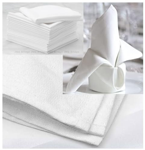 Cotton Cloth Napkins White | Set of 6 | Large Size – 50 x 50 cm | Reusable Dinner Napkin, Hotel Quality Fabric for Home & Events. Ideal for Restaurant, Weddings and Parties | Heavy Weight Fabric