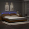 vidaXL Faux Leather Bed Frame with LED Lighting - Cappuccino Double Bed 200x200 cm - Modern Bedroom Furniture Piece