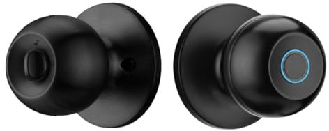 XENOCAM Smart Lock, Biometric Fingerprint Door Knob, Black, Combination Lock, Smart Lock with App Control, Type-C Charger, Intelligent Door Handle, for Homes and Offices