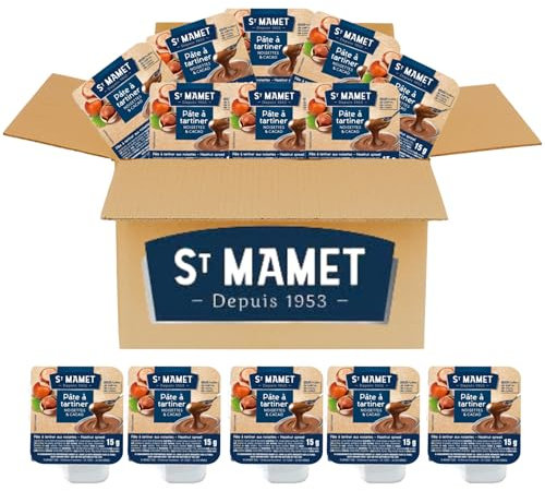 ST MAMET | 45 Barquettes de Pâte à Tartiner Noisette | Dose individuelle de 15 grammes pour varier les plaisirs au petit déjeuner et au goûter